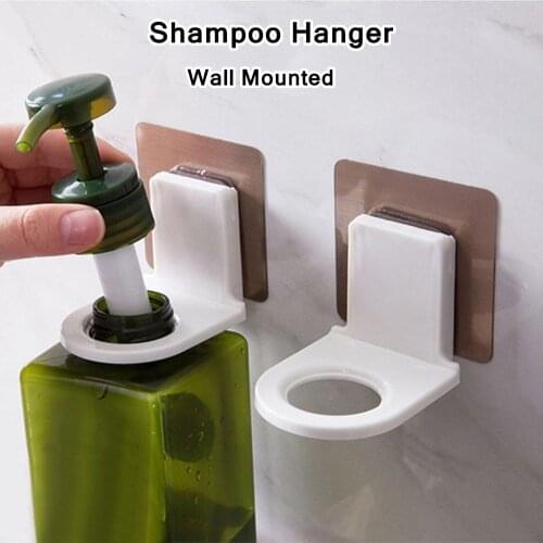 1PC Bathroom Shampoo Holder Shower Gel Hook Wall Mounted Hook Storage Self Adhesive Soap Bottle Hanging Hook Holder
