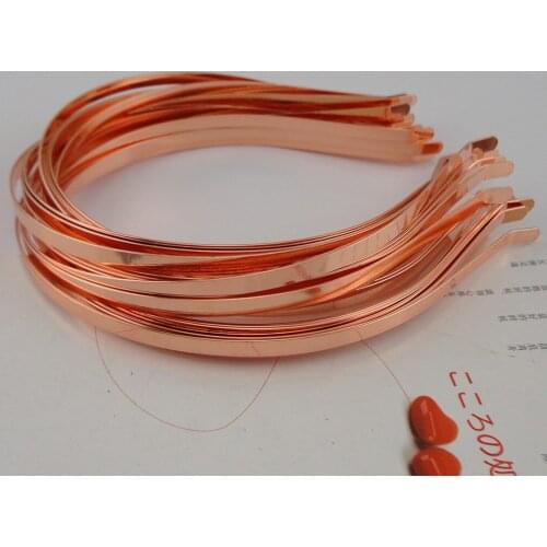 10PCS 5mm Rose Golden plain metal hair headbands with bent ends base hair hoops at nickle free and lead free,top quality