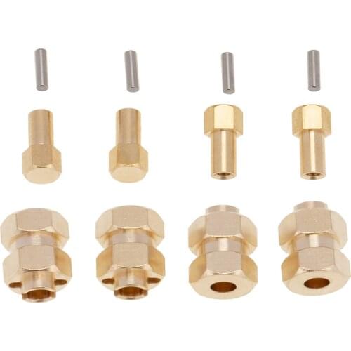 4pcs 7mm Brass Hex Wheel Widener Extension Weight Adapter Set for 1/24 RC Crawler Axial SCX24
