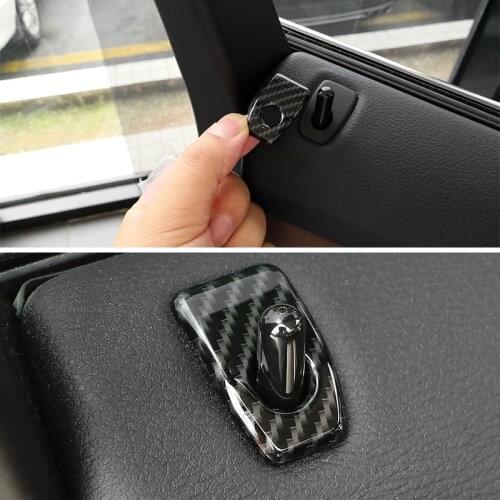 4pcs Car Carbon Fiber Texture Interior Door Lock Knob Pin Cover Button Trim For BMW X5 X6 F15 F16 2014 2015 2016 2017 2018