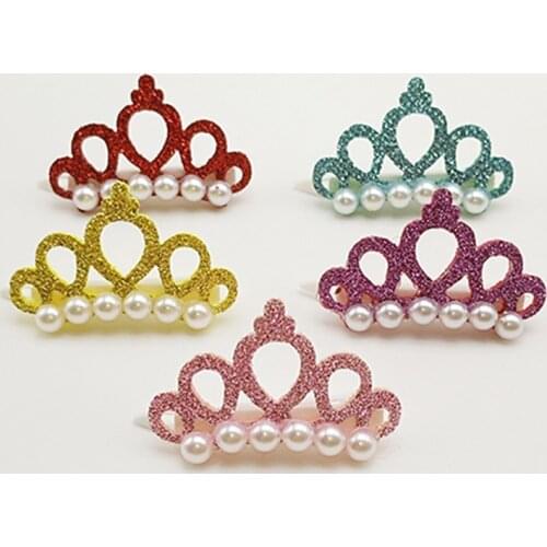 5PCS Small Dogs Faux Pearl Crown Shape Bows Hair Yorkshire Accessories For Pets Hair Clips Grooming Cat Bows Pet Accessoires