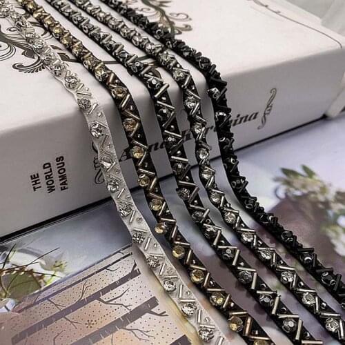 5Yards Beads Lace Trimming Collar Ribbons Rhinestone Trims Sewing Fabric Embellishment for Collar Clothes White Black