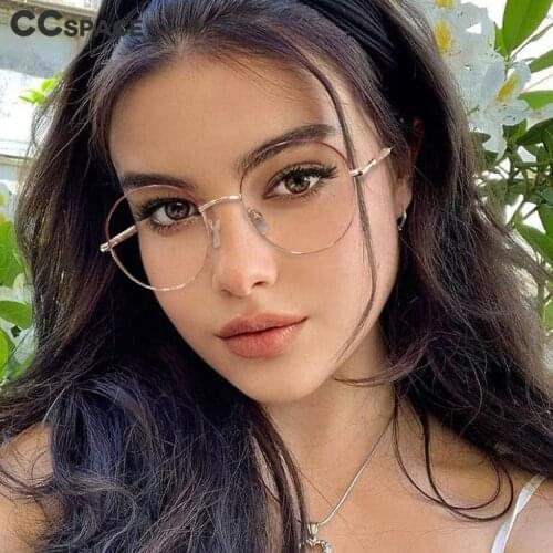 53368 Metal Round Anti Blue Light Glasses Frame Spring Legs Optical Fashion Computer Glasses Men Women