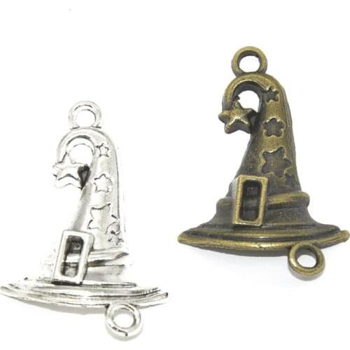 15pcs Two color alloy metal Wizard hat connector charms Christmas series Pendants for Jewelry accessories making 39*26mm