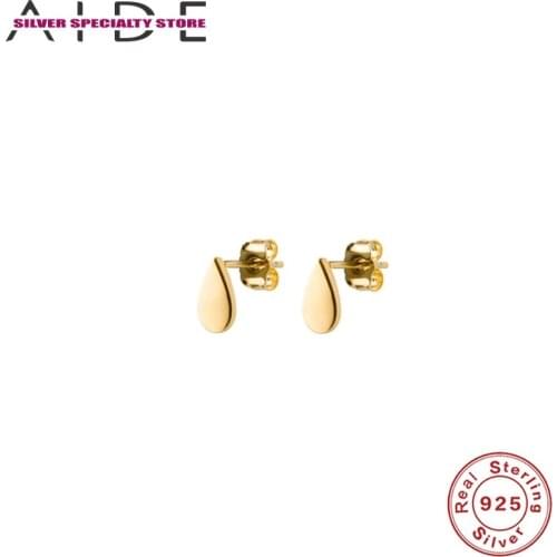 AIDE 925 Sterling Silver Earrings For Women Fine Jewelry Piercing Glossy Mini Stud Earring Gold Pendientes Aretes For Girls Gift
