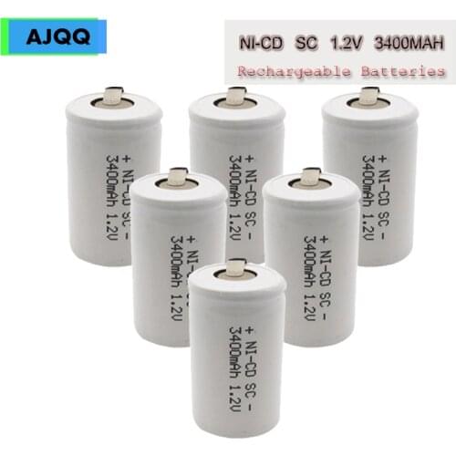 AJQQ SC Nicd Batteries 1.2v 3400mAh Sub c Rechargeable Battery For Electric Drills