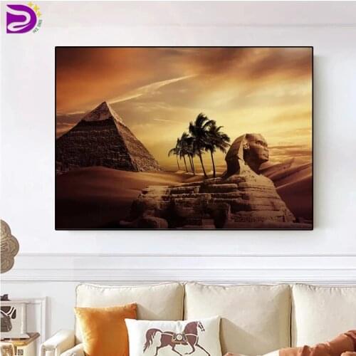 Diamond Painting Egyptian Pyramid Sphinx 5D DIY Full Square Round Rhinestone Embroidery Mosaic Art Cross Stitch Natural Scenery
