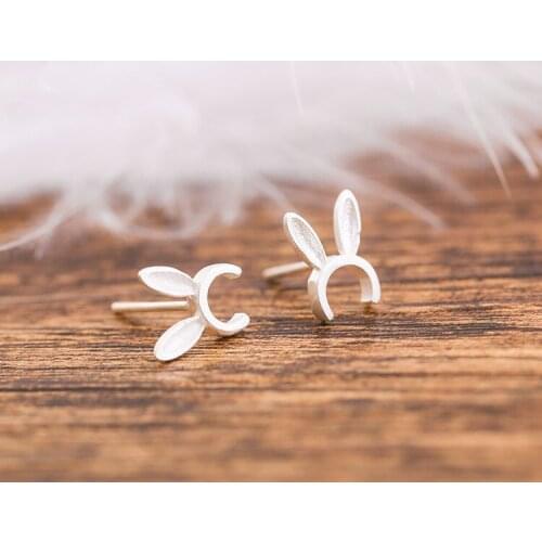 Drop Shipping 925 Sterling Silver Rabbit Stud Earrings For Women Gifts For Girls Prevent allergy Sterling-silver-jewelry