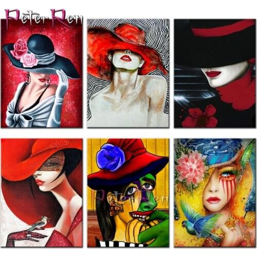 Woman wearing a hat Diamond Painting sexy girl Face Picture Mosaic Resin DIY Diamonds Embroidery Cross Stitch Hobbies And Crafts