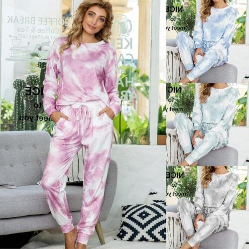 2020 Fashion Two-Piece Suit Female Casual Loose Women Clothes Top Shorts Pants Tie Dye Set Printed Sportswear Suits Tracksuit