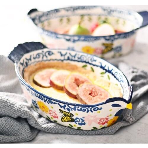 Creative ceramic baking dish cheese baked rice plate cock bowl baking soup plat salad bowl Dishes Set Bone China CL60502 Dessert