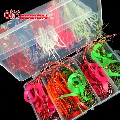 OBSESSION 20/10pcs/box Tai Rubbers Silicone Skirts Slider Jigs Tails Sinker Squid Assist Hooks Kabura Jigging BKK Hooks Madai