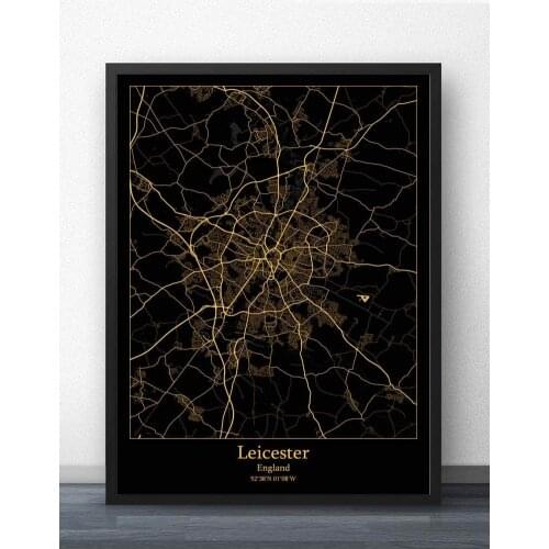 Leicester Liverpool Manchester Middlesbrough Newcastle Norwich Nottingham Oxford Peterborough England Map Poster