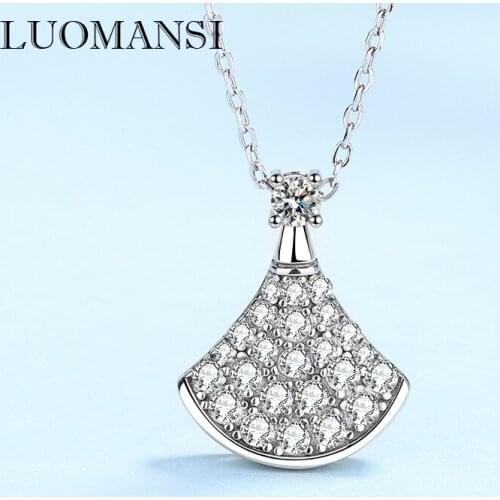 Luomansi 0.6CT Moissanite Dress Necklace with GRA Certificate S925 Silver Super Flash Jewelry Wedding Party Woman Gift