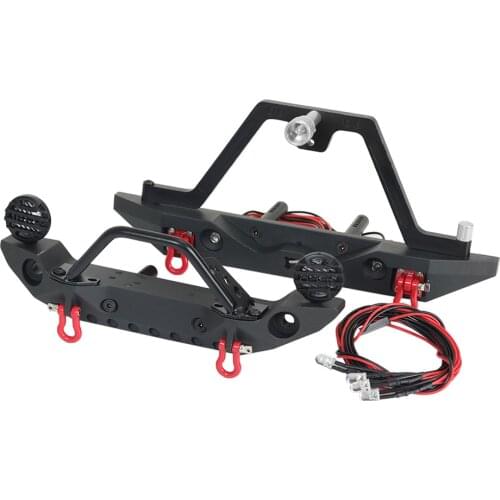 Metal Stinger Front Rear Bumper with LED Light Set for 1/10 RC Crawler Axial SCX10 & SCX10 III TRX4 RGT 86100 ABSiMA Sherpa