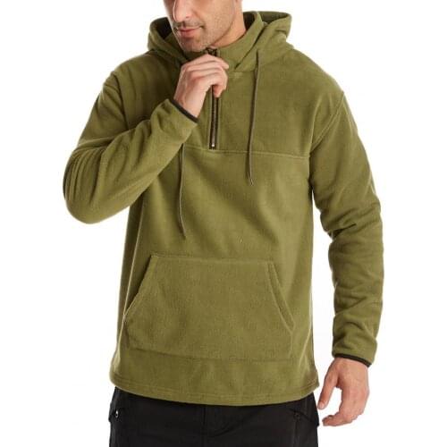 Hot Sale Warm Fleece Quality Hooded Hoodie Outdoor Jacket Men Fashion Casual Zipper Stand Collar Pullover Drawstring Sportswear