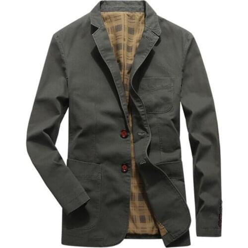 Men Casual Blazers Cotton Denim Parka Mens slim fit Jackets Army Green Khaki Black Plus Size M-XXXL 4XL outdoors outwear coat