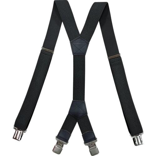 Mens Heavy Duty Large Size Suspenders Adjustable Elastic Braces 4cm Wide X Back 4 Strong Metal Clips Trouser Pants Straps Belt