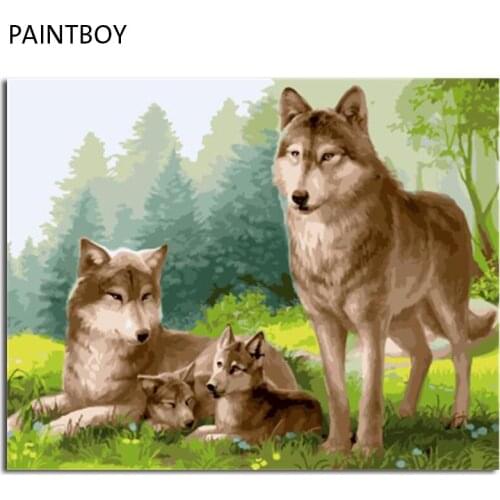 PAINTBOY Wolf Framed DIY Painting By Numbers Painting&Calligraphy Acrylic Painting Wall Art Home Decor For Living Room