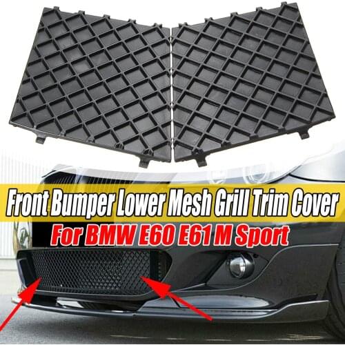 Black Left+Right Car Front Bumper Lower Mesh Grill Plate Trim Cover For BMW E60 E61 M 51117897186 51117897184 Bumper Cover