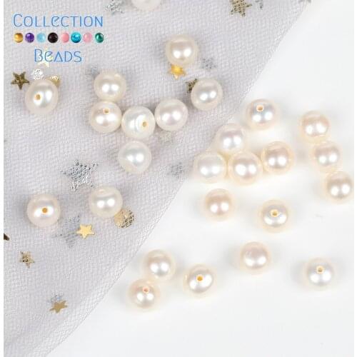 Natural Freshwater Pearl High Quality Button Half Drilled Hole Loose Beads For Jewelry Making DIY Hairpins Necklace 10pairs