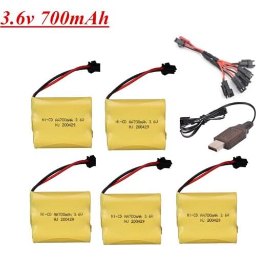 3.6V 700mah Ni-CD Battery + 3.6v Charger For Rc toy Car Tank Train Robot Boat Gun AA 3.6v Rechargeable Battery Pack SM plug