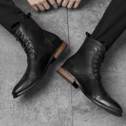 2019 new mens leather handmade office formal wedding party original retro vintage custom mens snow winter boots