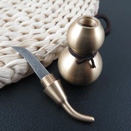 Pure Copper Gourd, Damascus Knife Tea Knife Kung Fu Tea Ceremony Accessories Ornaments Tea Pet Ornaments