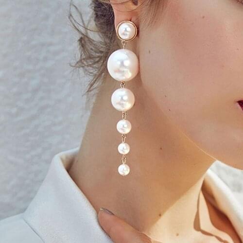 Autumn and winter hot models, multi-spec pearl exaggerated long earrings, European and American cross-border fashion popular set