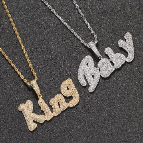 Bling Bling Custom letters Pendants Mens Mirco Pave Prong Setting Zircon Necklace Jewelry CP23