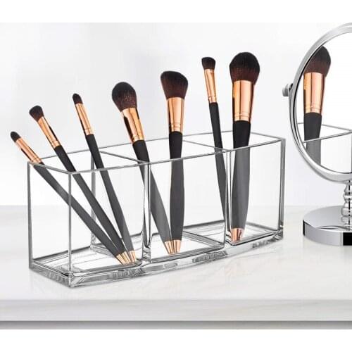 1PC Clear Storage Box Acrylic Transparent Makeup Organizer Brush Holder Pen Pencil Stand Creative Lipstick Desk Stationery Box