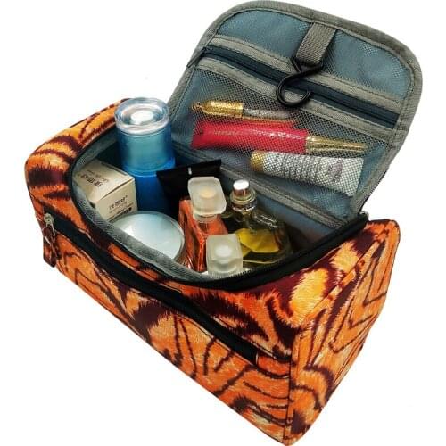 QIAQU Tiger Leopard Hanging Toiletry Bag Nylon Men Travel Organizer Cosmetic Bag Women Large Necessaries Wash Makeup Bag