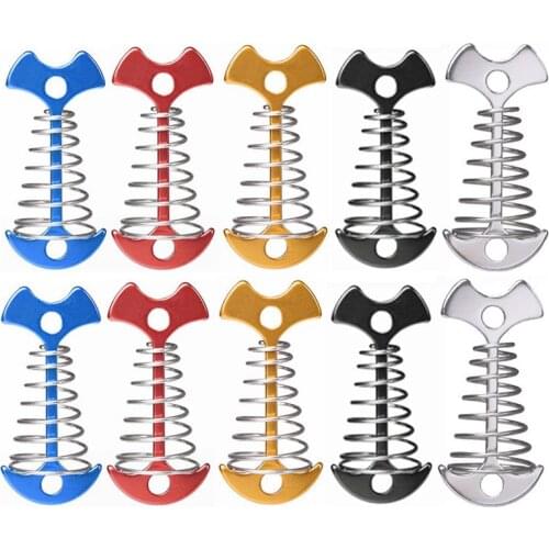 New-10Pcs Adjustable Plank Floor Spring Fishbone Anchor Tent Pegs Buckle Outdoor Awning Deck Fixed Nails Camping Tent Hooks