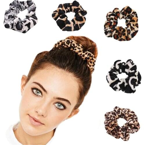 1pc Good Quality Leopard Scrunchies Girls Elastic Hair Rope Band Women Scrunchies Velvet Ponytail Holder Hair Accessories