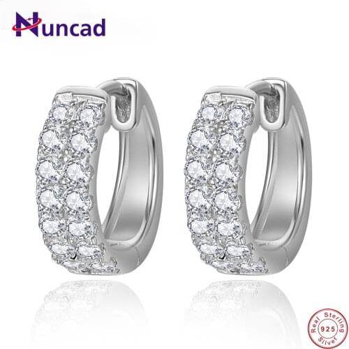 925 Silver 10*12.5mm Double Row Zircon Round Chain Platinum Golden Earring For Women Sterling Silver Jewelry