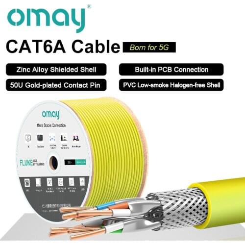 CAT6A Network Cable S/FTP 23AWG 4PR OMAY LSZH 10Gbps 500MHz Double Shielded Oxygen-free Copper LSZH Supports FTTH Ethernet Cable