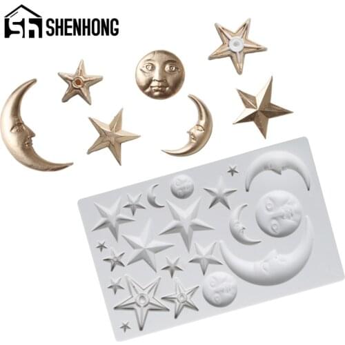 SHENHONG Moon And Star Paste Sugarcraft Silicone Fondant Cake Mold Chocolate Pastry Baking Mould Dessert Decorating Tools