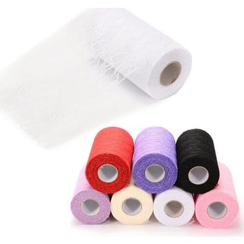 Wedding Decoration 22Meter 15cm White Organza Tulle Roll Spool Net Lace Fabric For Tutu Skirt Chair Sash Bow Table Runner