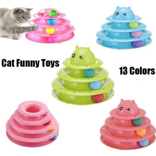 Three Four Levels pet cat toy Tower Tracks Disc cat Intelligence Amusement triple pay disc cat toys ball Training Amusement plat