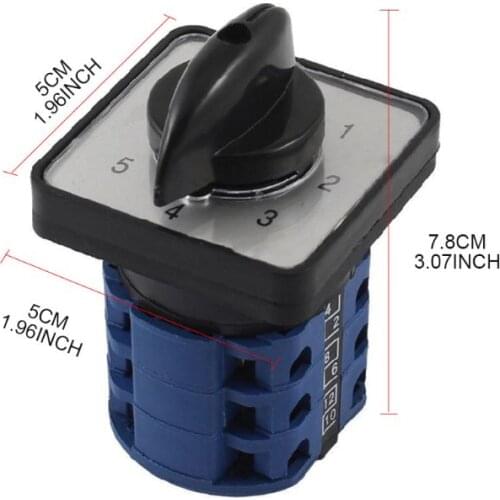 Panel Mounting Universal Rotary Cam Changeover Switch 5-Position 3-Phase CA10