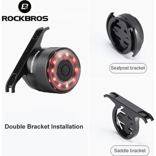 ROCKBROS Bike Tail Light Bicycle Auto Sensing Brake Light Cycling USB Charging Waterproof Rear Light 7 Color Bike Accessories Q1