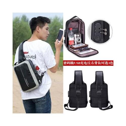 2020 new Waterproof anti-theft USB charging multi-function chest bag Korean business casual mens shoulder messenger bag