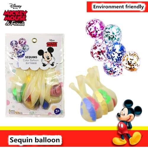 Disney 6pcs Sequin balloon colorful Latex balloon happy birthday kids wedding adult Banquet decoration suppliers