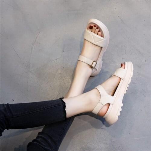 2021 New Concise Design Women Sandals Summer Genuine Leather Platform Shoes Woman Summer Newest Office Lady Flat Shoes