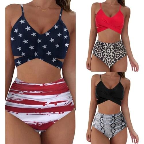 Women Sexy Bikini Set Push Up Female Swimsuit SwimwearTwo Piece Brazilian Bathing Suit Backless Tops And High Waist Shorts