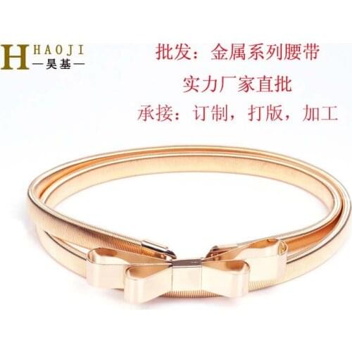 Women Punk Full Metal Mirror skinny Waist Belt 2019 Metallic Gold Plate 3cm Wide Chains Lady ceinture sashes for dresses SD01