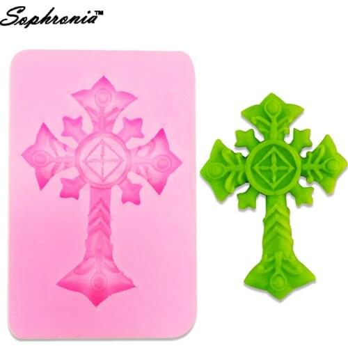 10PCS/SET Silicone mold Chocolate Fondant Cake Decorating Jelly Biscuit Silicone Retro Cross Mould 3D Mold Baking Tool F1138