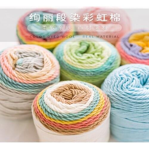 100g/lot Rainbow Woollen Yarn DIY Hand Woven Cake Yarn Hat Scarf Sweater Dyeing Yarn,Free Shipping