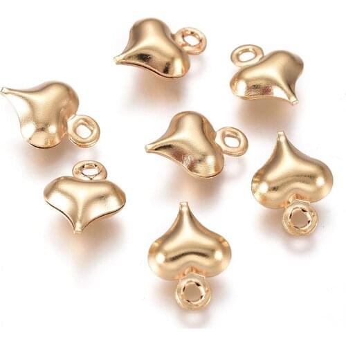 100pcs 304 Stainless Steel Charms Mini Heart Pandants For Women Necklace Bracelet Earrings DIY Jewelry Accessories 8.5x6x3mm