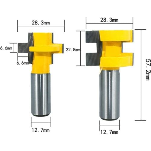 2pcs 12MM 1/2inch Shank T-Slot Square Tooth Tenon Milling Cutter Carving Router Bits for Wood Tool Woodworking MC03240
